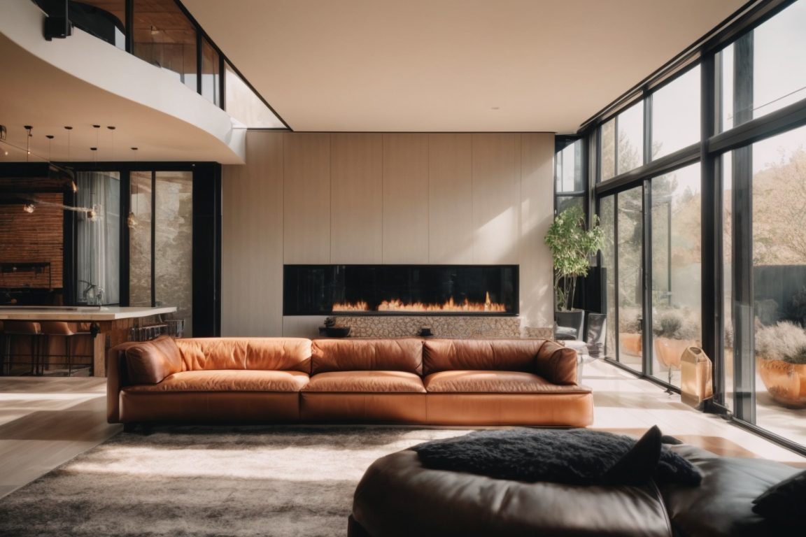 Salt Lake City home with tinted windows and elegant interior