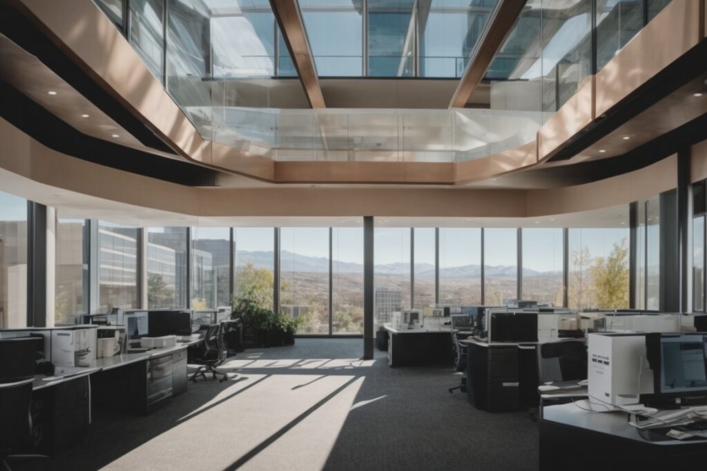Modern office in Salt Lake City with decorative window films