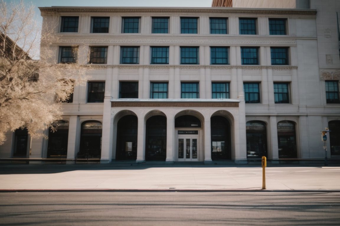 Historic Salt Lake City building with opaque window film